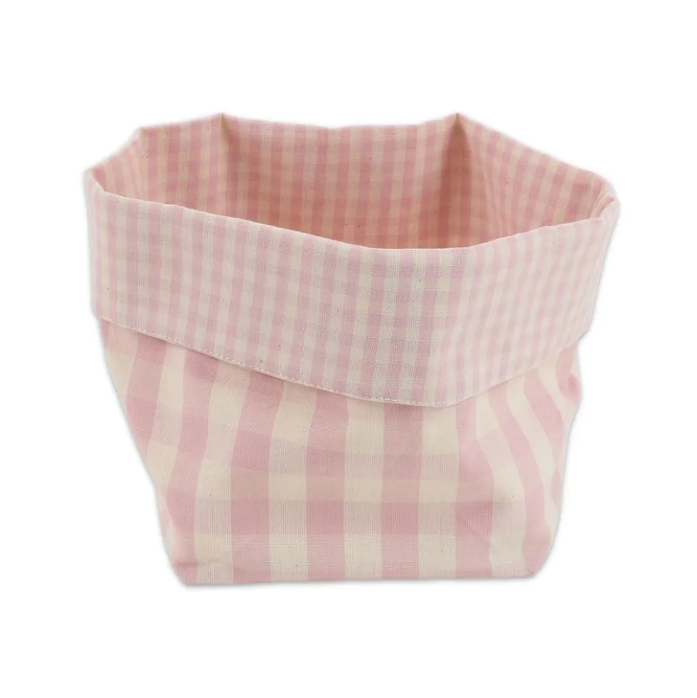 Cestino Portapane in Cotone Doubleface Quadretto Rosa