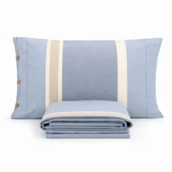 Completo Copripiumino Stone Washed Matilde Blu Matrimoniale DIS. 80