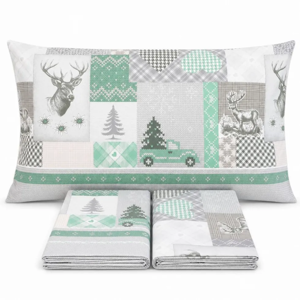 Completo Lenzuola Alpi Verde Singolo