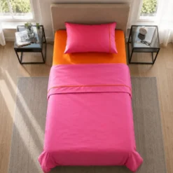 Completo Lenzuola Amelia Fuxia/Arancio Singolo
