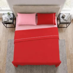 Completo Lenzuola Amelia Matrimoniale Rosa Rosso