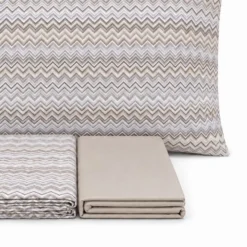 Completo Lenzuola Baia zig zag Tortora Singolo
