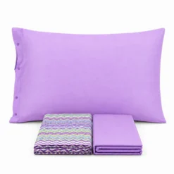 Completo Lenzuola Baia zig zag Viola Piazza e mezzo