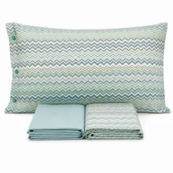 Completo Lenzuola Baia zig zag Verde Piazza e mezzo