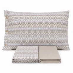 Completo Lenzuola Baia zig zag Tortora Matrimoniale