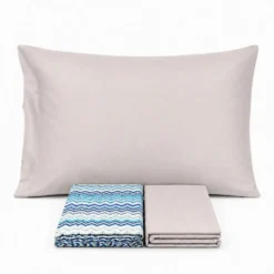 Completo Lenzuola Baia Zig Zag azzurro matrimoniale