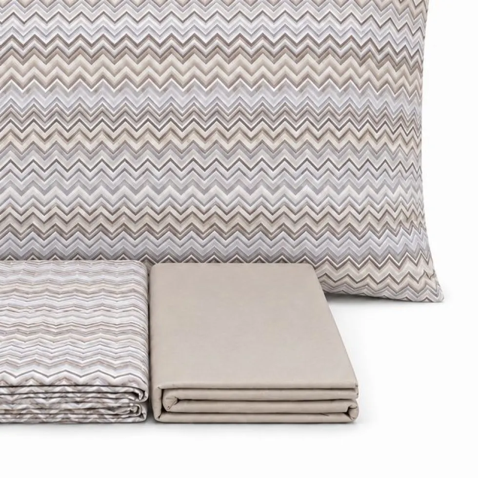 Completo Lenzuola Baia zig zag Tortora Francese