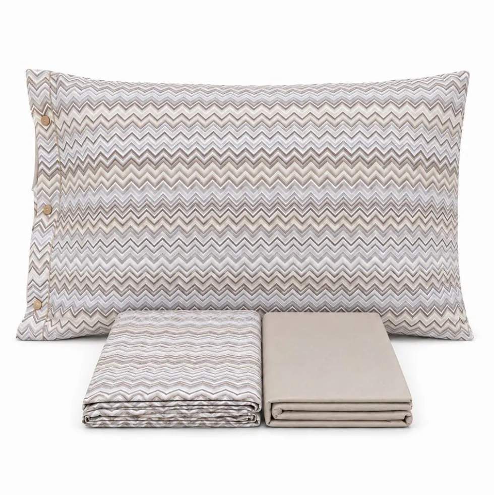 Completo Lenzuola Baia zig zag Tortora Francese