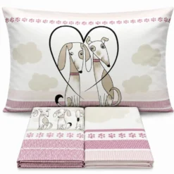 Completo Lenzuola Cagnolini rosa Piazza e mezzo