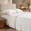 Completo Lenzuola CREOLE Cotone Balza Raso Panna/Rosa Matrimoniale
