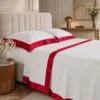 Completo Lenzuola CREOLE Cotone Balza Raso Panna/Fragola Matrimoniale