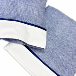 Completo Lenzuola CREOLE Riga Blu Matrimoniale