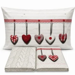 Completo Lenzuola Cuori appesi rosso Singolo