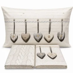 Completo Lenzuola Cuori appesi beige Singolo