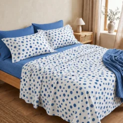 Completo Lenzuola Dandy pois azzurro Singolo