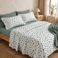 Completo Lenzuola Dandy pois verde Singolo
