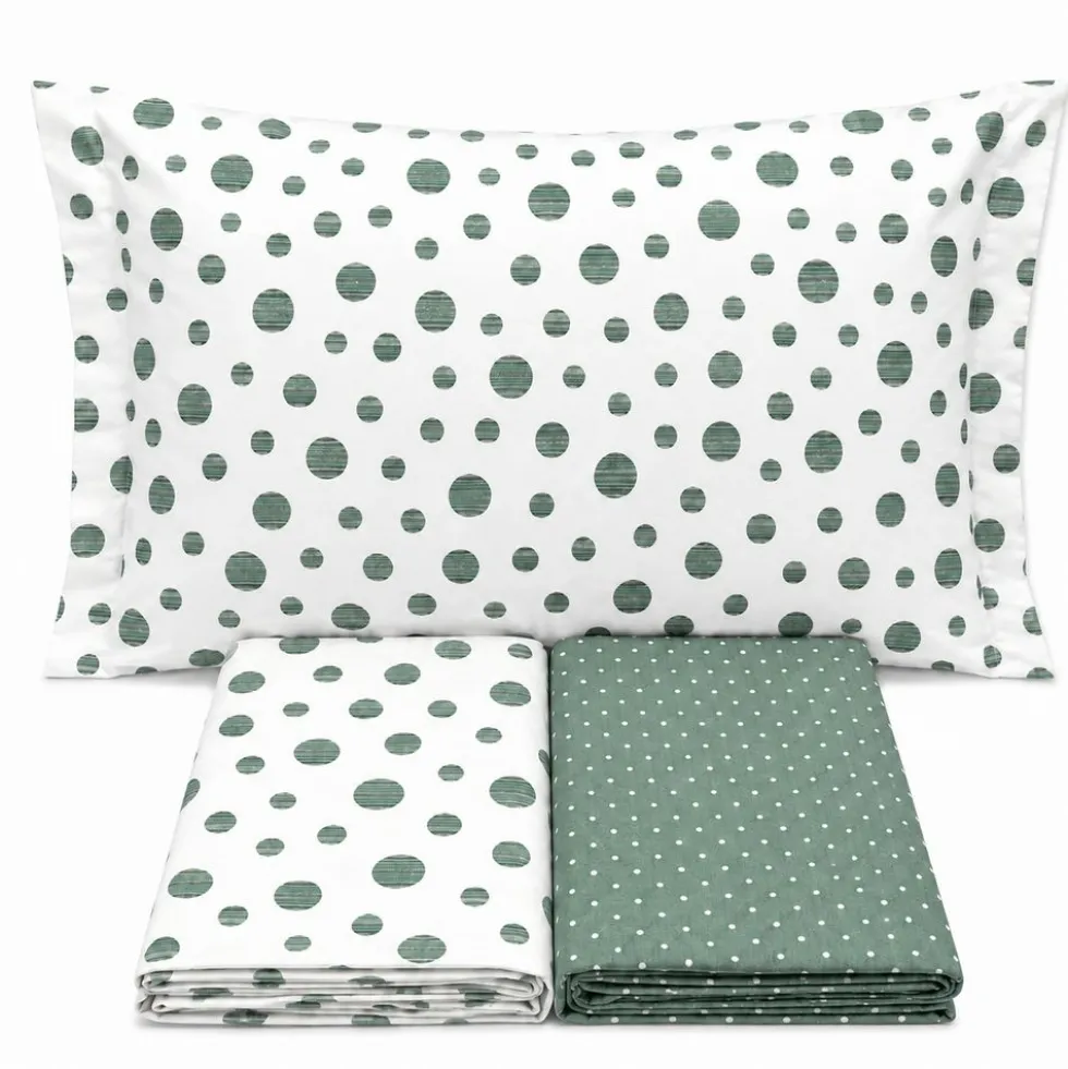 Completo Lenzuola Dandy pois verde Piazza e mezzo