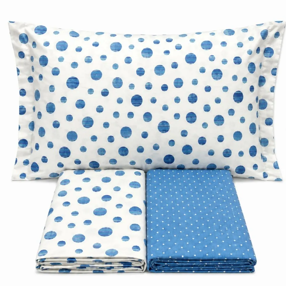 Completo Lenzuola Dandy pois azzurro Matrimoniale