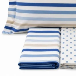 Completo Lenzuola dots e stripe azzurro Singolo