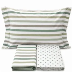 Completo Lenzuola dots e stripe verde Singolo