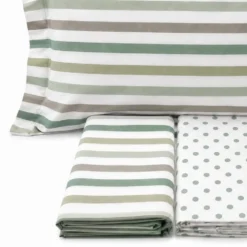 Completo Lenzuola dots e stripe verde Singolo