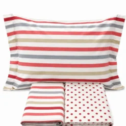 Completo Lenzuola dots e stripe rosso Piazza e mezzo