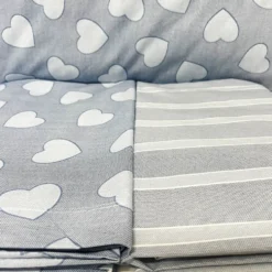 Completo Lenzuola Dream cuoricini e righe azzurro singolo