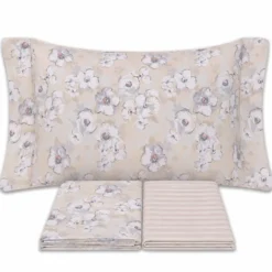 Completo Lenzuola Fiori Indie Beige Singolo