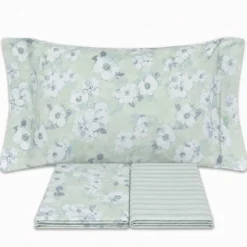 Completo Lenzuola Fiori Indie Verde Matrimoniale