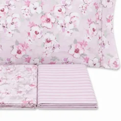 Completo Lenzuola Fiori Indie Rosa Matrimoniale