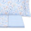 Completo Lenzuola Fiori Indie Azzurro Matrimoniale