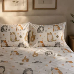 Completo Lenzuola Gatti e Gomitoli Francese