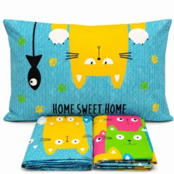 Completo Lenzuola Gatti felici Multicolor Matrimoniale
