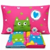 Completo Lenzuola Gatti felici Multicolor Piazza e mezzo