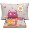 Completo Lenzuola Gatti felici Arancio Singolo