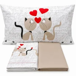 Completo Lenzuola Gattini beige Singolo