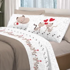 Completo Lenzuola Gattini beige Piazza e mezzo