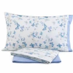 Completo Lenzuola Giusy Cavalieri Farfalle Azzurro Matrimoniale VAR. 39
