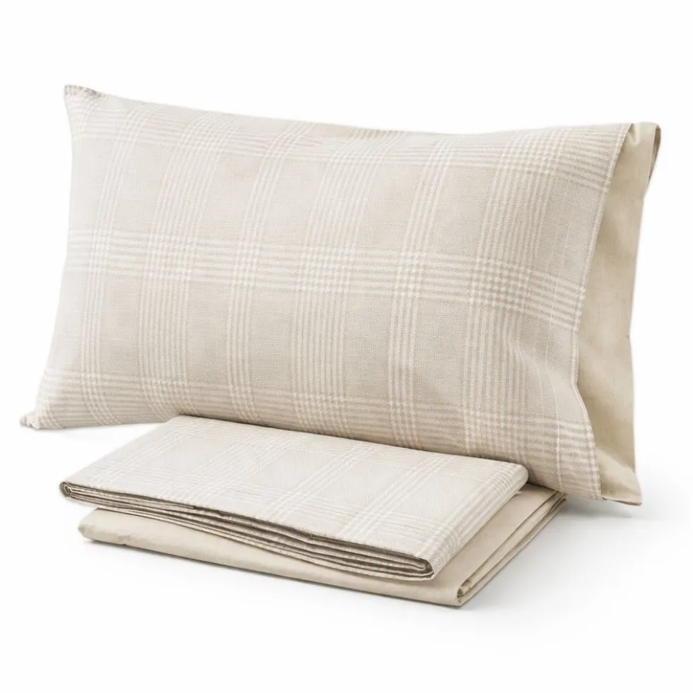 Completo Lenzuola Giusy Cavalieri Check Beige Matrimoniale VAR. 68