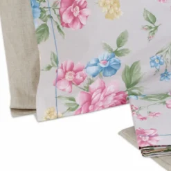 Completo Lenzuola Giusy Cavalieri Fiori Colorati Beige Matrimoniale VAR. 289