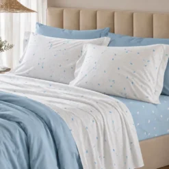 Completo Lenzuola Goccia azzurro Piazza e mezzo
