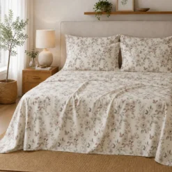 Completo Lenzuola in Percalle Simona Beige Matrimoniale
