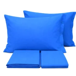 Completo Lenzuola Joli Federe con bottoni Blu avio Singolo