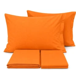 Completo Lenzuola Joli Federe con bottoni Arancio Piazza e mezzo