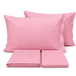 Completo Lenzuola Joli Federe con bottoni Rosa Matrimoniale