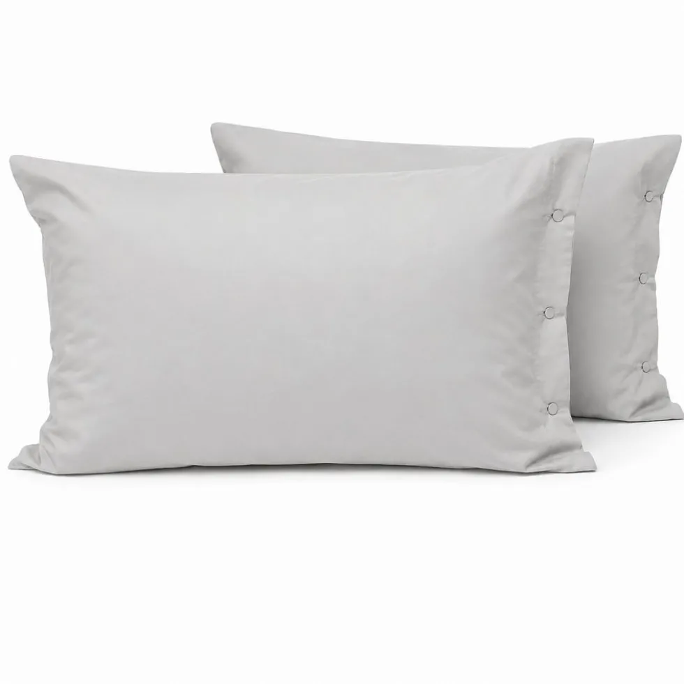 Completo Lenzuola Joli Grigio Chiaro Federe con bottoni King Size