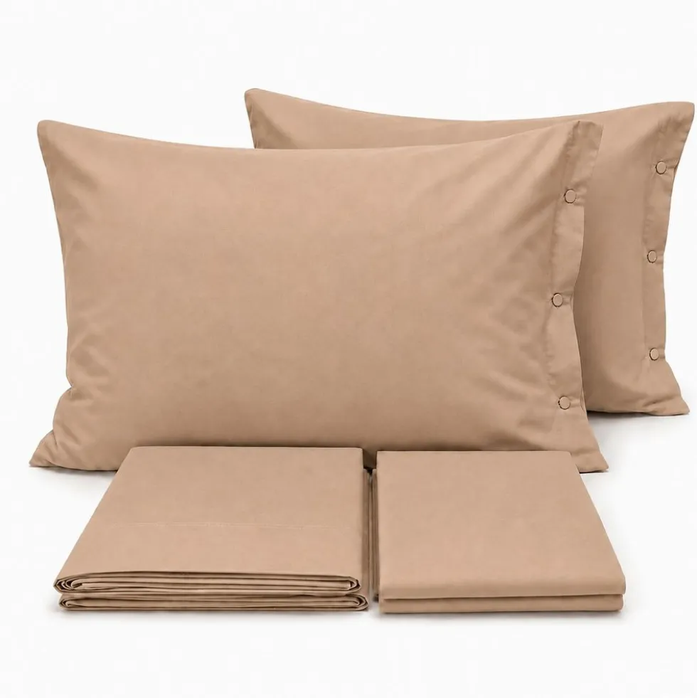 Completo Lenzuola Joli Terra Federe con bottoni King Size