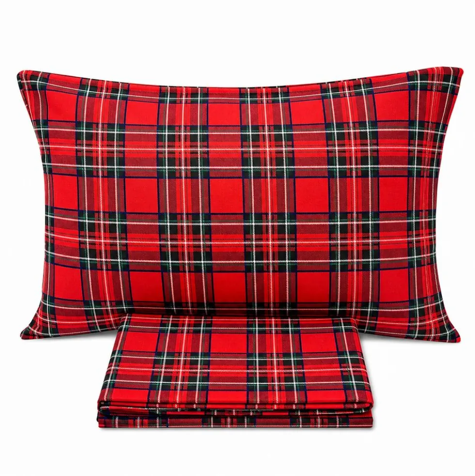 Completo Lenzuola Kilt rosso piazza e mezzo