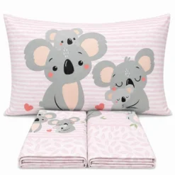 Completo Lenzuola Koala family rosa Piazza e mezzo