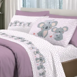 Completo Lenzuola Koala family rosa Piazza e mezzo